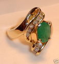 Vintage 14K Yellow Gold Emerald & Diamond Ring (7)