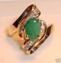 Vintage 14K Yellow Gold Emerald & Diamond Ring (7)