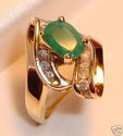 Vintage 14K Yellow Gold Emerald & Diamond Ring (7)