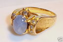 Vintage 18K Gold Blue Star Sapphire & Diamond Ring