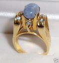 Vintage 18K Gold Blue Star Sapphire & Diamond Ring