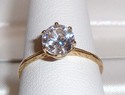 Vintage 10K Gold Cubic Zirconia Solitaire Ring (9)