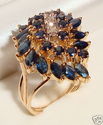 Vintage 14K Gold Blue Sapphire & Diamond Ring (6¾