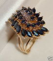 Vintage 14K Gold Blue Sapphire & Diamond Ring (6¾