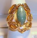 Vintage 14K Yellow Gold Polished Jade Ring (6½) 