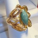 Vintage 14K Yellow Gold Polished Jade Ring (6½) 