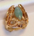 Vintage 14K Yellow Gold Polished Jade Ring (6½) 