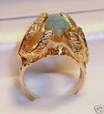 Vintage 14K Yellow Gold Polished Jade Ring (6½) 