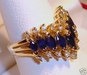 Vintage 14K Yellow Gold Sapphire & Diamond Ring (7