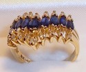 Vintage 14K Yellow Gold Sapphire & Diamond Ring (7