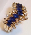 Vintage 14K Yellow Gold Sapphire & Diamond Ring (7