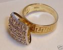 Vintage 10K Greek Key Gold Cubic Zirconia Ring, (7