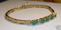 Vintage 750 18K Yellow Gold Emerald & Diamond Brac