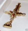 Vintage 10K Yellow Gold Cubic Zirconia Cross Penda