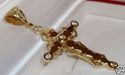 Vintage 10K Yellow Gold Cubic Zirconia Cross Penda