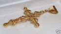 Vintage 10K Yellow Gold Cubic Zirconia Cross Penda