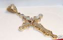 Vintage 10K Yellow Gold Cubic Zirconia Cross Penda