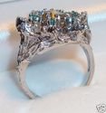 Vintage 14K White Gold Citrine & Emerald Ring (6) 