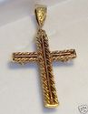 Vintage 14K Yellow Gold Diamond Cross Pendant   