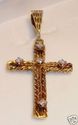 Vintage 14K Yellow Gold Diamond Cross Pendant   