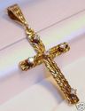 Vintage 14K Yellow Gold Diamond Cross Pendant   