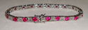 Vintage 925 Sterling Silver Ruby & CZ Tennis Brace