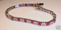 Vintage 925 Sterling Silver Ruby & CZ Tennis Brace