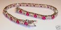 Vintage 925 Sterling Silver Ruby & CZ Tennis Brace