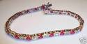 Vintage 925 Sterling Silver Ruby & CZ Tennis Brace