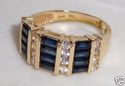 Vintage THL 14K Gold Sapphire & ½ct Diamond Ring 