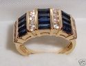 Vintage THL 14K Gold Sapphire & ½ct Diamond Ring 