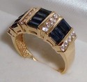 Vintage THL 14K Gold Sapphire & ½ct Diamond Ring 