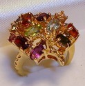 Vintage 14K Yellow Gold Multi-Gem Ring (3¼) 