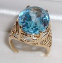 Vintage 10K Yellow Gold Aquamarine Ring (7¼) 