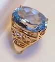 Vintage 10K Yellow Gold Aquamarine Ring (7¼) 