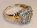 Vintage 10K Yellow Gold Aquamarine & Diamond Ring 