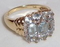 Vintage 10K Yellow Gold Aquamarine & Diamond Ring 