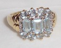 Vintage 10K Yellow Gold Aquamarine & Diamond Ring 