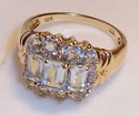 Vintage 10K Yellow Gold Aquamarine & Diamond Ring 