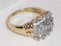 Vintage 10K Yellow Gold Aquamarine & Diamond Ring 