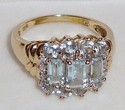 Vintage 10K Yellow Gold Aquamarine & Diamond Ring 