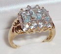 Vintage 10K Yellow Gold Aquamarine & Diamond Ring 