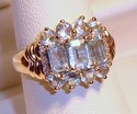 Vintage 10K Yellow Gold Aquamarine & Diamond Ring 