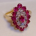 Vintage 14K Yellow & White Gold Ruby & Diamond Rin