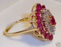 Vintage 14K Yellow & White Gold Ruby & Diamond Rin