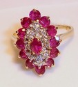 Vintage 14K Yellow & White Gold Ruby & Diamond Rin