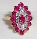 Vintage 14K Yellow & White Gold Ruby & Diamond Rin