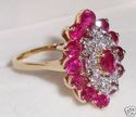 Vintage 14K Yellow & White Gold Ruby & Diamond Rin