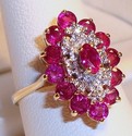 Vintage 14K Yellow & White Gold Ruby & Diamond Rin