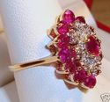 Vintage 14K Yellow & White Gold Ruby & Diamond Rin